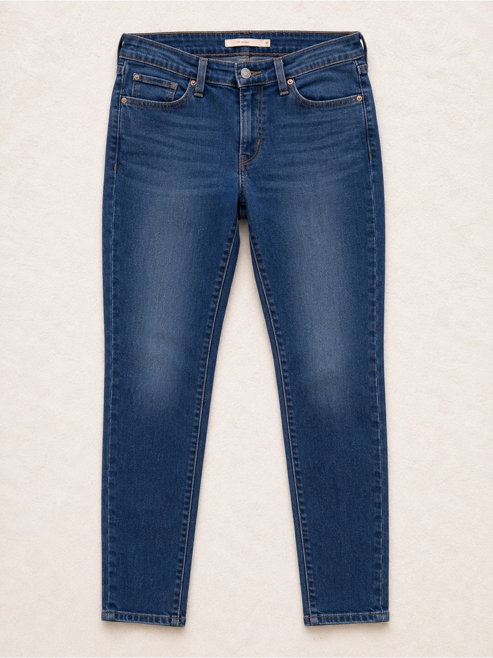Levi’s 711 Skinny Jeans Sz 31 Mid Rise Stretch Denim Classic Blue - Picture 2 of 3